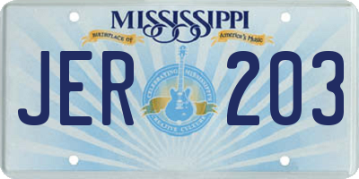 MS license plate JER203