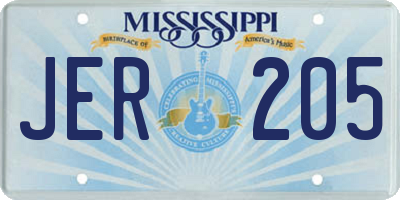 MS license plate JER205