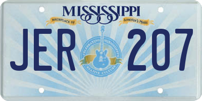 MS license plate JER207