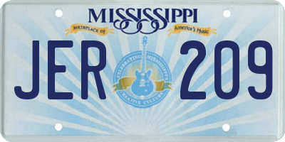 MS license plate JER209