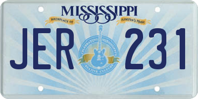 MS license plate JER231