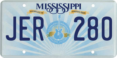 MS license plate JER280