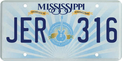 MS license plate JER316