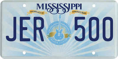 MS license plate JER500