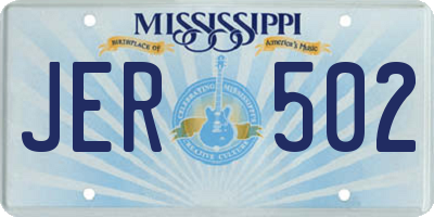 MS license plate JER502