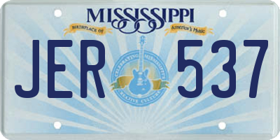 MS license plate JER537