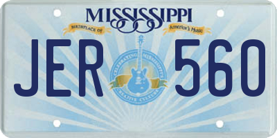 MS license plate JER560