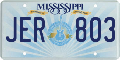 MS license plate JER803