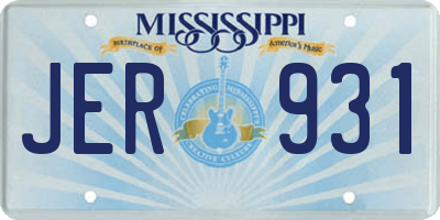 MS license plate JER931