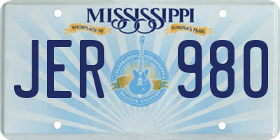 MS license plate JER980