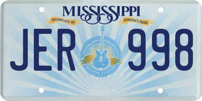 MS license plate JER998