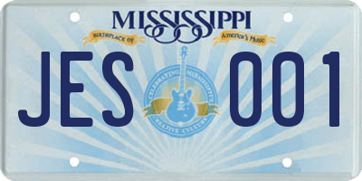 MS license plate JES001