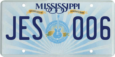 MS license plate JES006