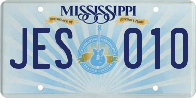 MS license plate JES010