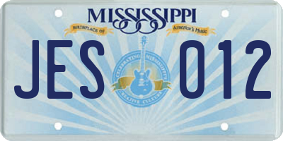 MS license plate JES012