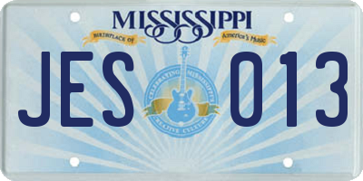 MS license plate JES013