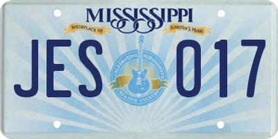 MS license plate JES017