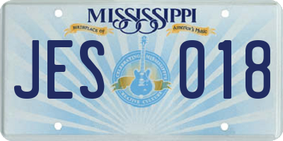 MS license plate JES018