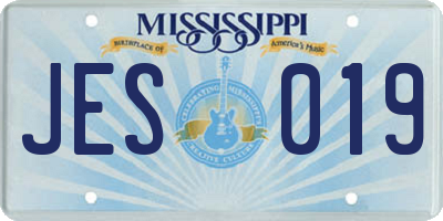 MS license plate JES019