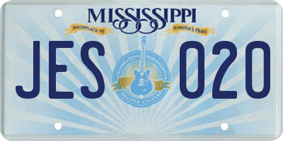 MS license plate JES020