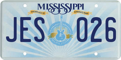 MS license plate JES026