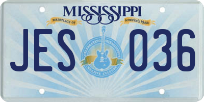 MS license plate JES036