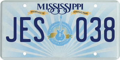 MS license plate JES038