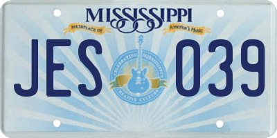 MS license plate JES039