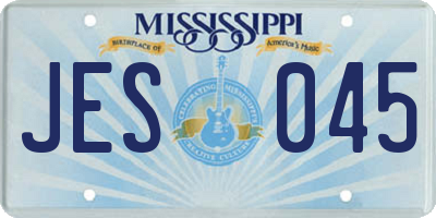 MS license plate JES045