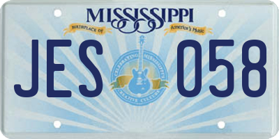 MS license plate JES058
