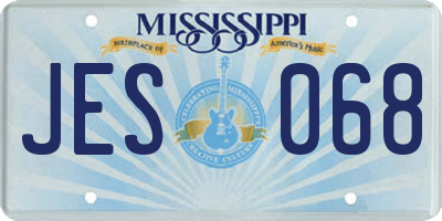 MS license plate JES068