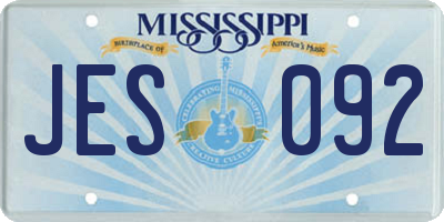 MS license plate JES092