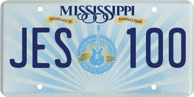 MS license plate JES100