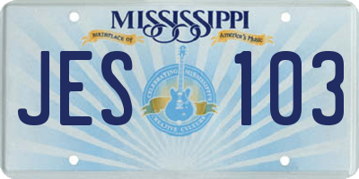 MS license plate JES103