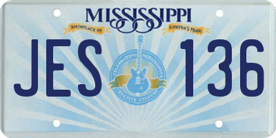 MS license plate JES136
