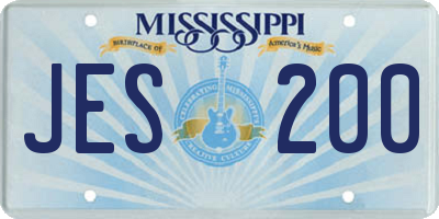 MS license plate JES200