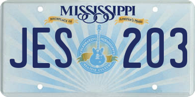 MS license plate JES203