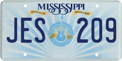 MS license plate JES209