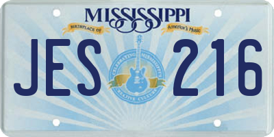 MS license plate JES216