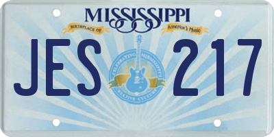 MS license plate JES217