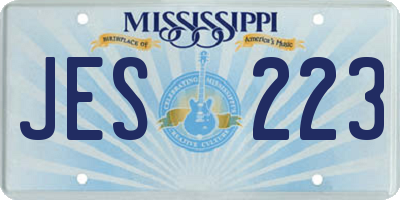 MS license plate JES223
