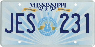 MS license plate JES231