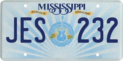 MS license plate JES232