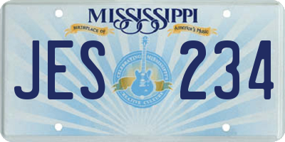 MS license plate JES234