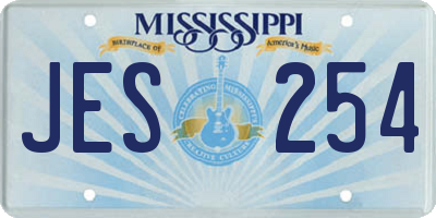 MS license plate JES254