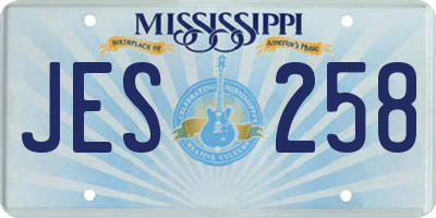 MS license plate JES258