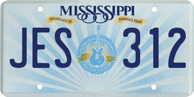 MS license plate JES312