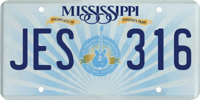 MS license plate JES316