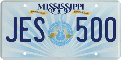 MS license plate JES500