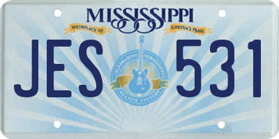 MS license plate JES531
